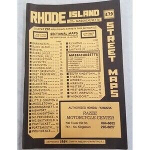 Rhode Island & nearby Massachusetts street maps guide 1994 Weeden paperback book